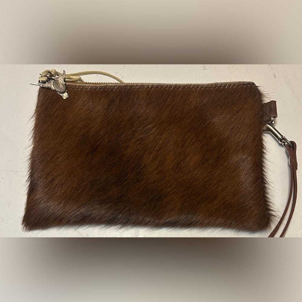 Cowhide Rug Leather
Wristlet Clutch Wallet Double
Side Clutch Bag 8'x 6"